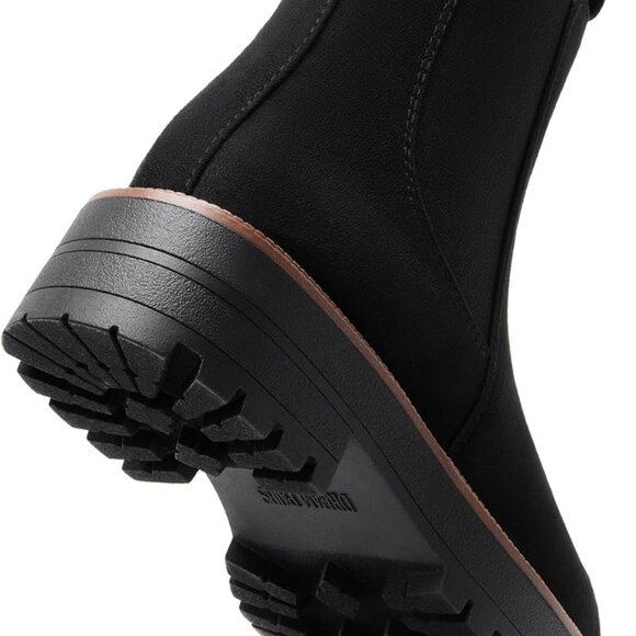 Women's Chelsea Ankle Boots Faux Leather Suede 8.5 Low Heel Lug Sole Fall Shoes - Picture 3 of 7